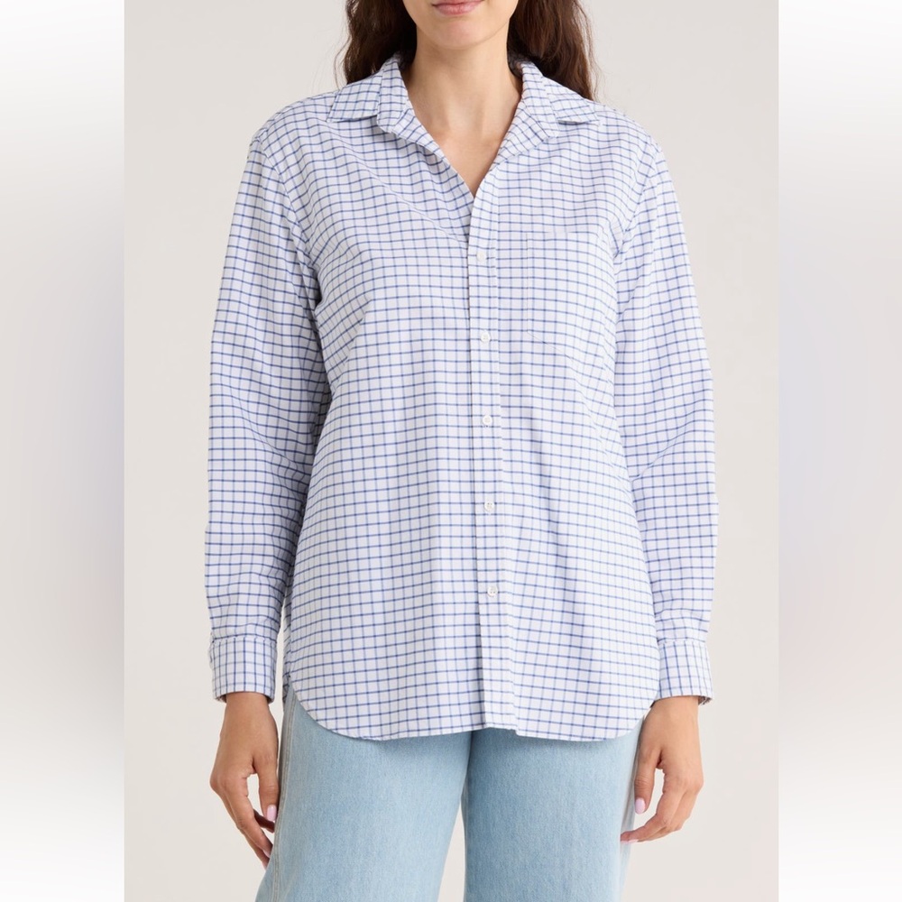 Frank & Eileen Joedy Navy and White Plaid Shirt